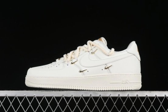 Nike Air Force 1 '07 Low Beige Deconstructed Swoosh Casual Sneakers - FX3654-111