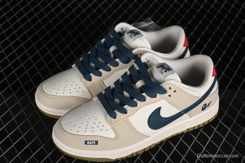 Nike SB Dunk Low Bape Collaboration - Beige Blue Anniversary Custom Low-Top Casual Sneakers CF3688-011