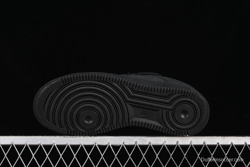 Nike Air Force 1 '07 Low Cleanfit High Street Retro Style All Black Star-Studded Diamond Accents Lace-Up Low-Top Casual Sneakers - ZH0316-030