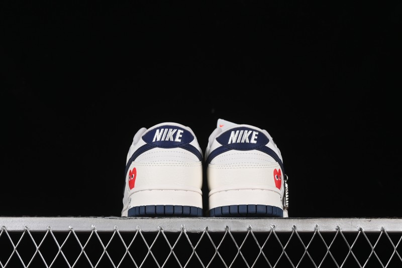 Nike SB Dunk Low Comme des Garcons Collaboration - Off-White Blue Swoosh Anniversary Custom Low-Top Casual Sneakers - KK1888-008