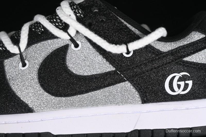 Nike SB Dunk Low Gucci Collaboration - Black Star Hook Anniversary High-End Custom Low-Top Casual Skate Shoes - SJ2068-268