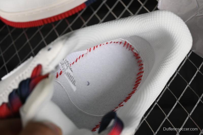 Nike Air Force 1 '07 Low Supreme Collaboration - Beige Red Blue Double Swoosh Casual Sneakers - XZ6188-008