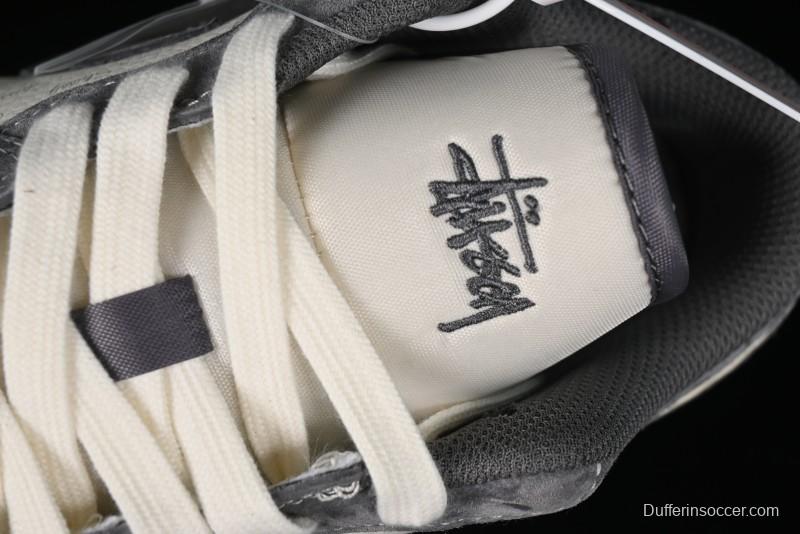 Nike Air Jordan 1 Low AJ1 Stussy Collaboration - Grey Pigskin Custom Low-Top Basketball Shoes - SJ9950-010