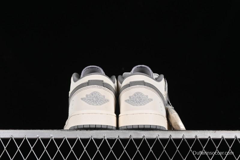 Nike Air Jordan 1 Low AJ1 Lightning Collaboration - Off White Grey Anniversary Custom Edition Low-Top Casual Sneakers - CF3688-020