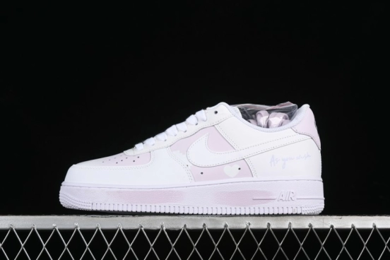 Nike Air Force 1 '07 Low Casual Sneakers with Anime-inspired White Pink Purple Spray Paint Design - CW2288-111