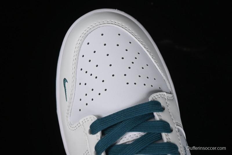 Nike SB Dunk Low Stussy Collaboration - White Grey Green Print Anniversary High-End Custom Low-Top Casual Skate Shoes - XX2025-808