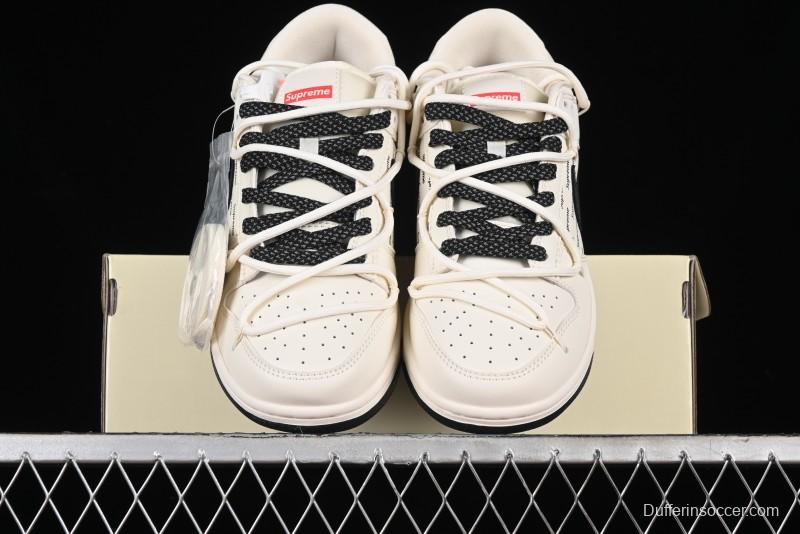 Nike SB Dunk Low Supreme Collaboration - Starry Night Black Engraving Anniversary High-End Custom Low-Top Casual Skate Shoes - JJ5688-108