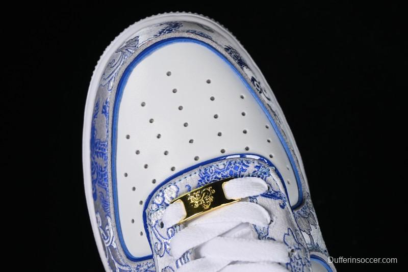 Nike Air Force 1 '07 Low DIY Blue and White Porcelain Dragon Embroidery Casual Sneakers - CW2288-201
