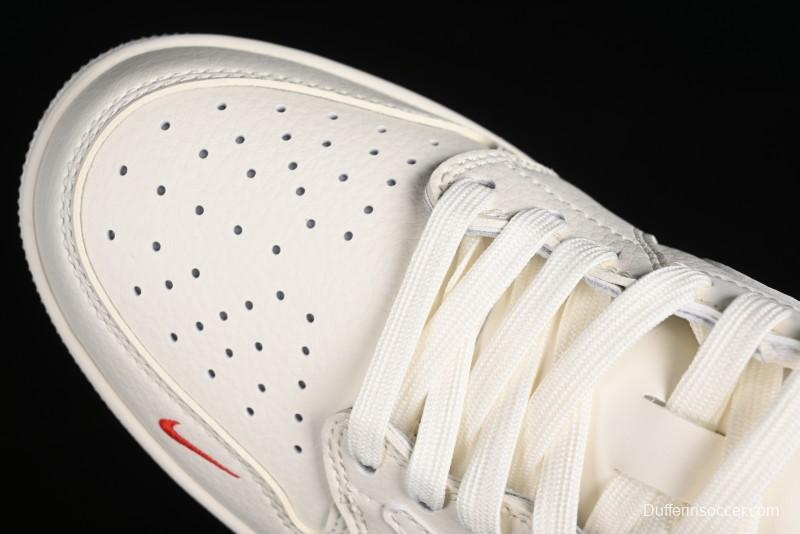 Nike Travis Scott x Fragment Design x Air Jordan 1 Low OG SP AJ1 Supreme Collaboration - Classic Off-White Low-Top Lifestyle Sneakers - XY2688-104