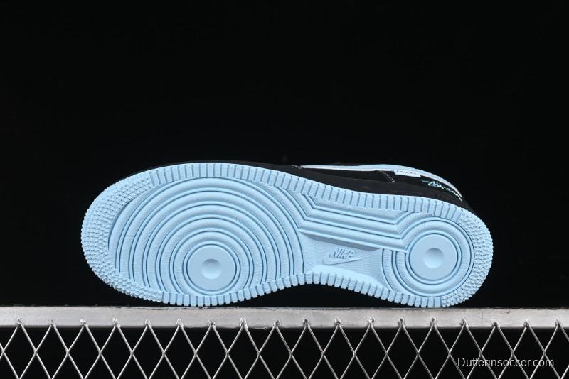 Nike Air Force 1 '07 Low Stussy Collaboration - Black Tiffany Low-Top Casual Sneakers - KK1988-008