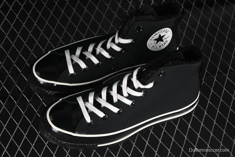 Converse Chuck 1970s High Top Canvas Shoes in Black Lace Punk Style - A10026C