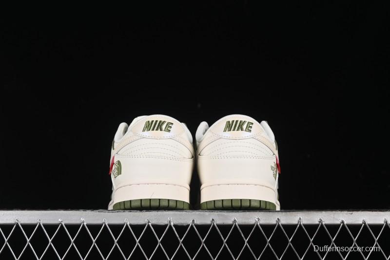 Nike SB Dunk Low Supreme The North Face Collaboration - Beige Green Reflective Swoosh Anniversary Custom Edition Low-Top Casual Skate Shoes - XX2025-638