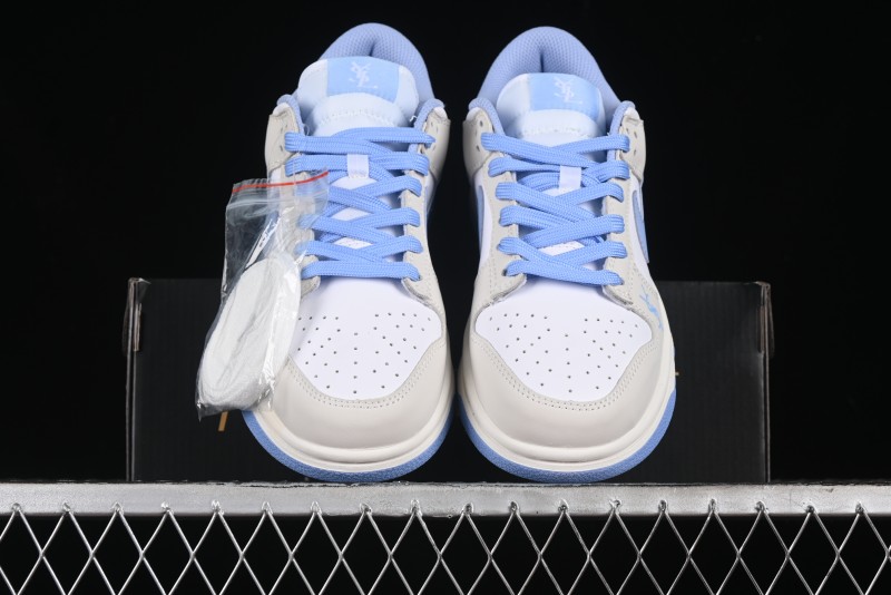 Nike SB Dunk Low Saint Laurent Series - White Grey Blue Swoosh Anniversary High-End Custom Low-Top Casual Sneakers - GF2409-168