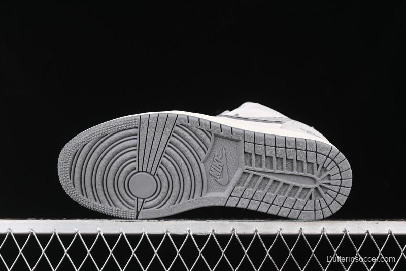 Nike Air Jordan 1 Low AJ1 The North Face Collaboration - Suede Grey Retro Basketball Shoes - DM5688-111