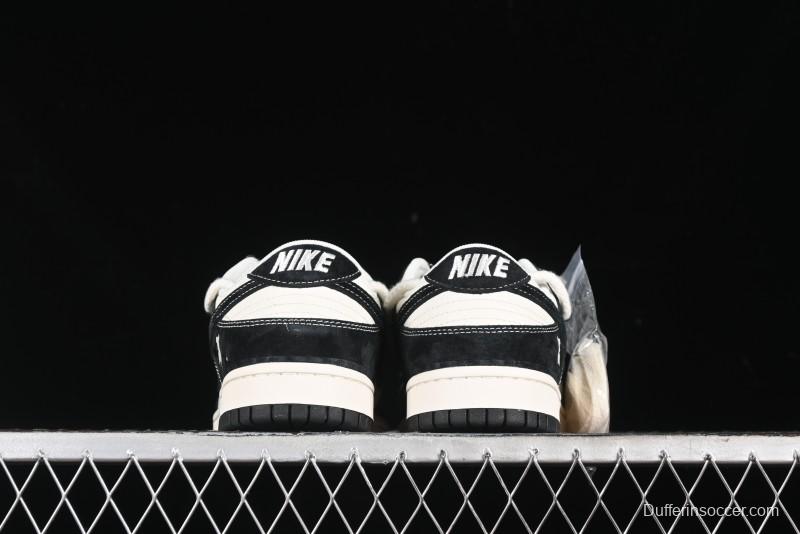 Nike SB Dunk Low Violent Bear Series - Lace-Up Beige with Black Swoosh Anniversary High-End Customized Low-Top Casual Skate Shoes - SJ2068-290