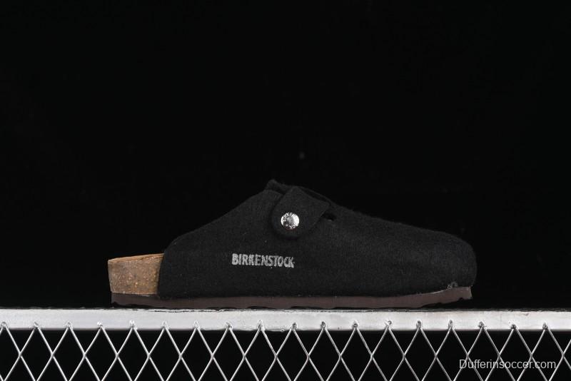 Birkenstock Half Open Toe Sandals with Smokeless Coal Wool Upper - G.D4