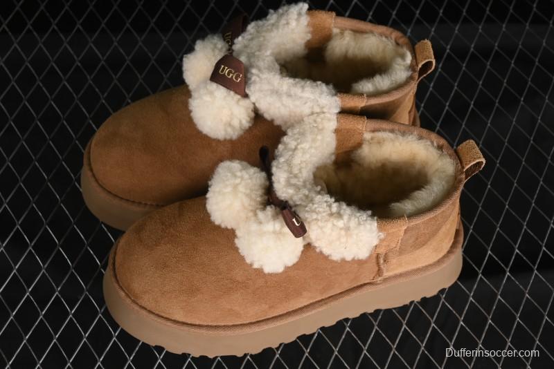 UGG Classic Mini II Shearling Lined Mini Boots with Pom Pom Detail - 1116109