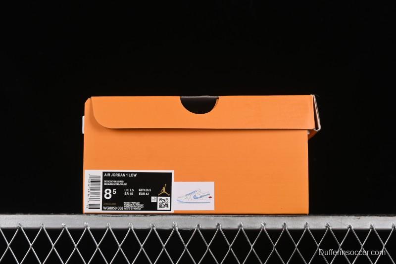 Nike Air Jordan 1 Low LV Collaboration - Light Blue Print Retro Basketball Shoes - WG8850-008
