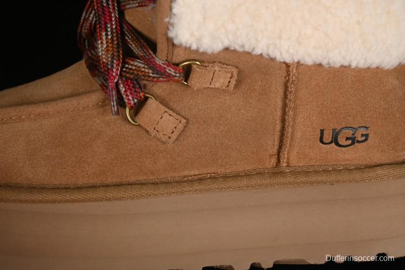 UGG Classic Mini II Fur Lace-Up Platform Short Boots with Treadlite Outsole - 1143954