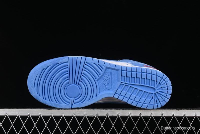 Nike SB Dunk Low Supreme Collaboration - Woven Blue Swoosh Anniversary Custom Low-Top Casual Skate Shoes - KK1888-015