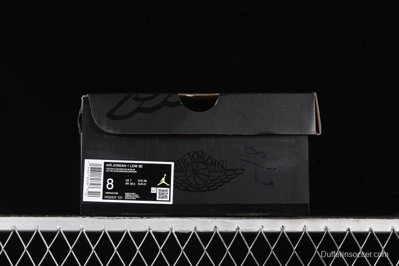 Nike Air Jordan 1 Low "Coconut Milk Black" Casual Basketball Shoes with Contrast Swoosh - HQ3437-101