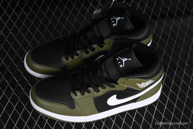 Nike Air Jordan 1 Mid AJ1 Army Green Mid-Top Casual Sneakers - DQ8426-092