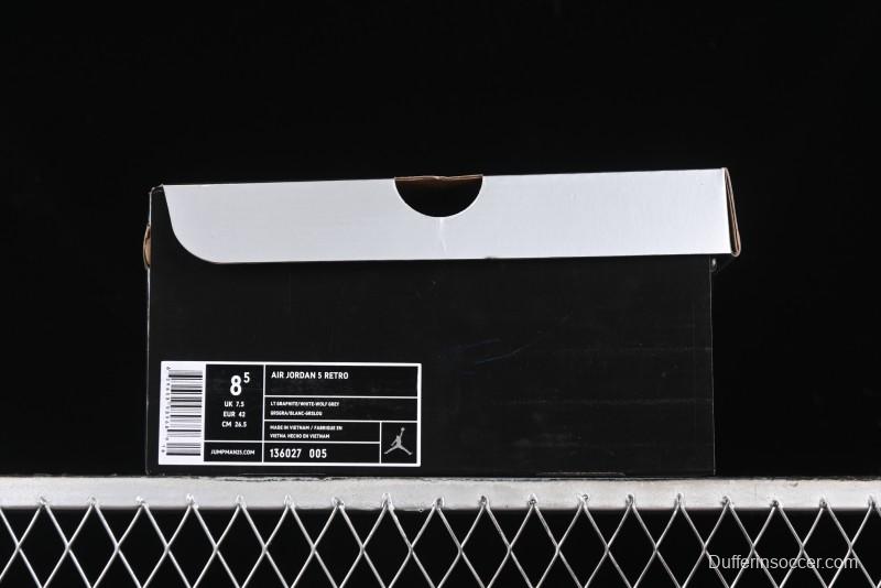 Nike Air Jordan 5 Retro Basketball Shoes with Grey Wolf Colorway - 136027-005