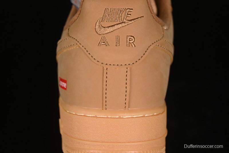 Nike Supreme x Air Force 1 Low Casual Sneakers in Wheat Suede with Full-Length Air Cushion - DN1555-200