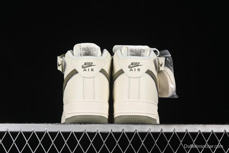 Nike Air Force 1 '07 Mid Military Green Dual-Color Sole Starlight Retro Sneakers - XL0236-231