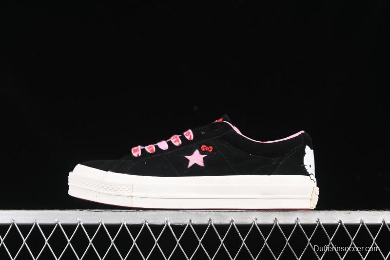 Converse One Star Hello Kitty Collaboration Low-Top Casual Sneakers with Embroidered Bow - 362940C