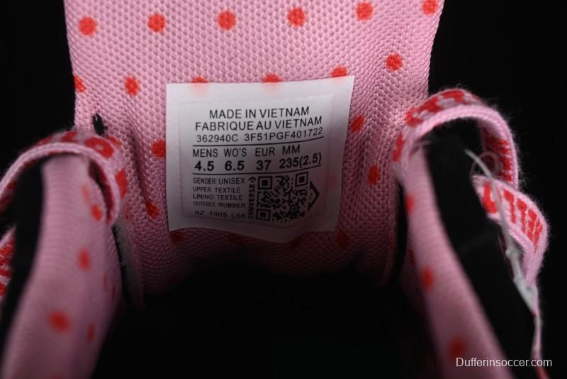 Converse One Star Hello Kitty Collaboration Low-Top Casual Sneakers with Embroidered Bow - 362940C