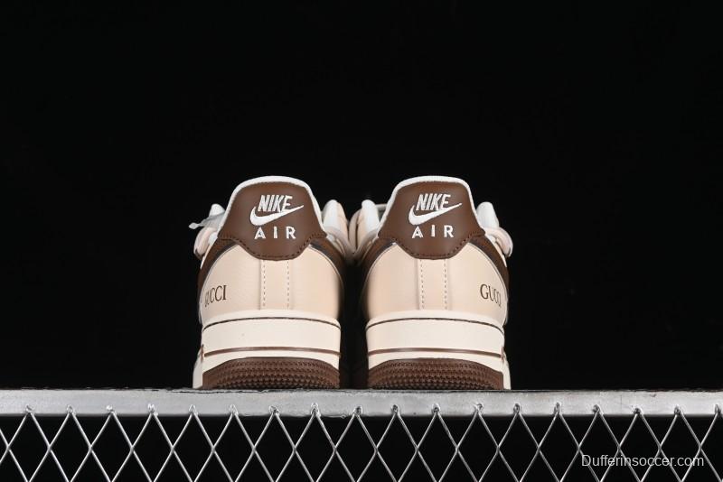 Nike Air Force 1 '07 Low Gucci Collaboration - Brown Coffee Drawstring Low-Top Casual Sneakers - SJ1198-400