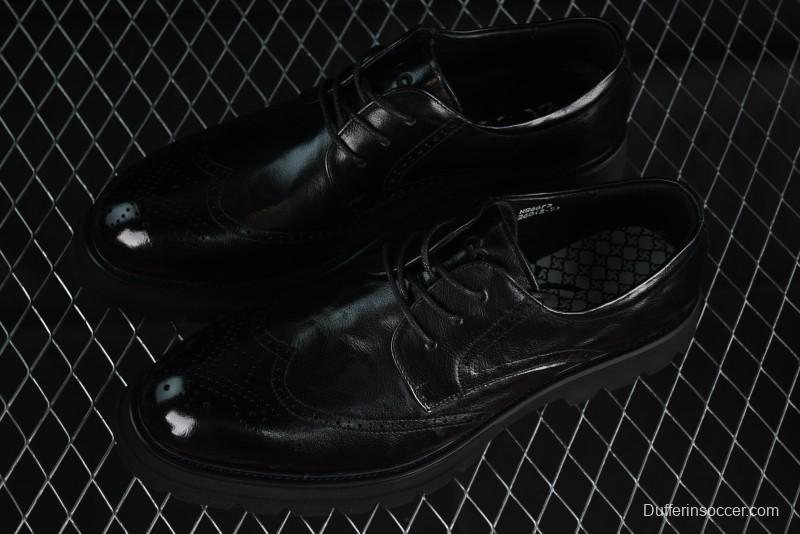 Ecco Block Brogue Business Derby Round Toe Genuine Leather Dress Shoes - 63667201001