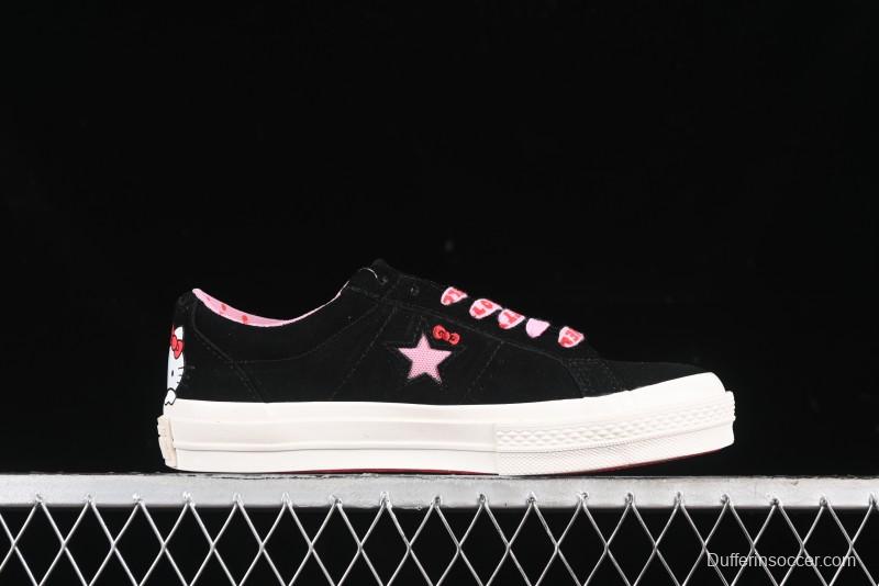 Converse One Star Hello Kitty Collaboration Low-Top Casual Sneakers with Embroidered Bow - 362940C