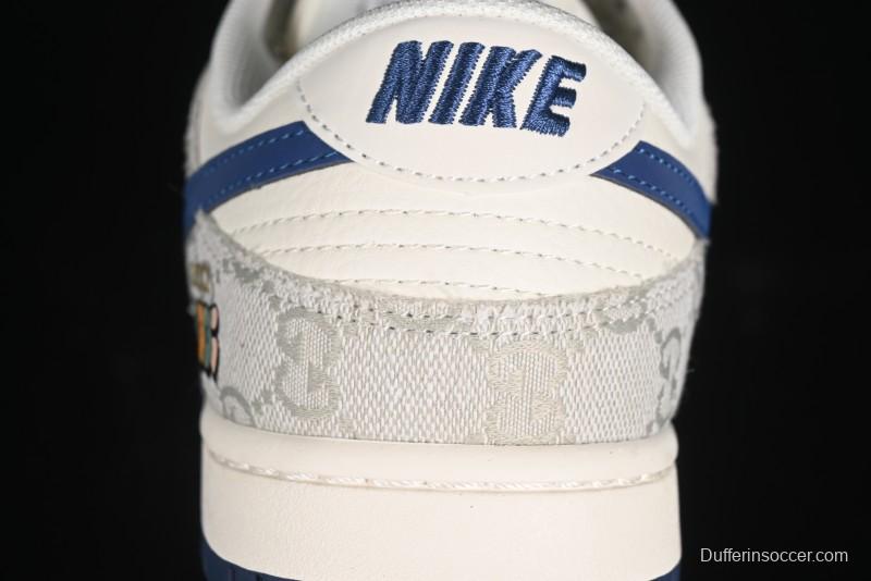 Nike SB Dunk Low Gucci Collaboration - Smoke Blue Anniversary High-End Custom Low-Top Casual Skate Shoes - XX2025-801