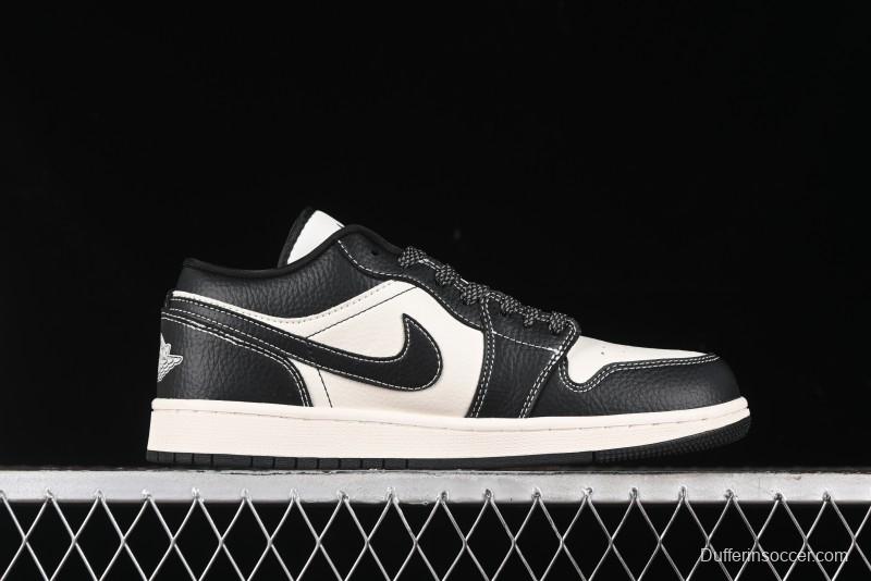 Nike Air Jordan 1 Low Stussy Collaboration - Black Sail Stitched Retro Basketball Shoes - CF3688-023