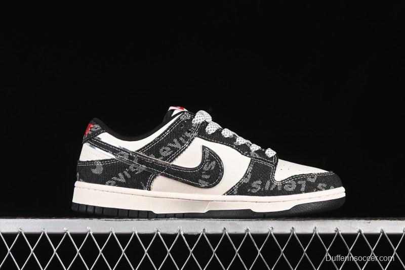 Nike SB Dunk Low Levi's Collaboration - Black Printed Denim Anniversary Customized Low-Top Casual Sneakers - XX2025-109