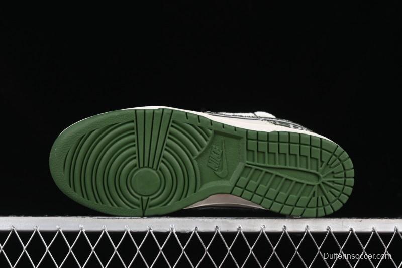 Nike SB Dunk Low Dior Collaboration - Strap Woven Green Check Anniversary High-End Custom Low-Top Casual Skate Shoes - SJ2068-309