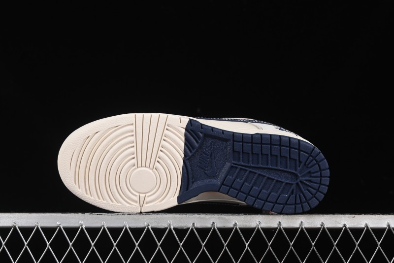 Nike SB Dunk Low Stussy Collaboration - Patchwork Grey White Dark Blue Swoosh Anniversary Custom Low-Top Casual Skate Shoes - MM1089-025