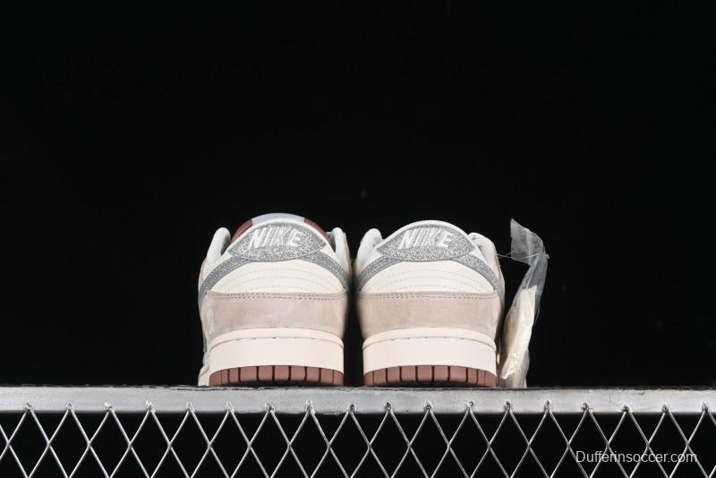 Nike SB Dunk Low UN Collaboration - Light Brown with Silver Swoosh Anniversary High-End Custom Low-Top Casual Sneakers - CF3688-013