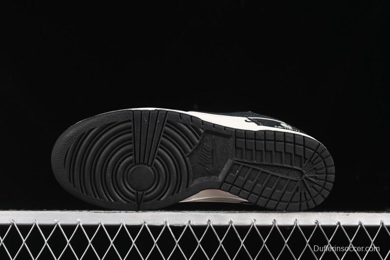 Nike SB Dunk Low Carhartt Collaboration - Off White Black Swoosh Anniversary Custom Low-Top Casual Skate Shoes - SJ1089-005