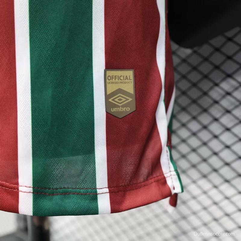 Player Version 25/26 Fluminense Green and Burgundy Vertical Striped with White Trim Jersey