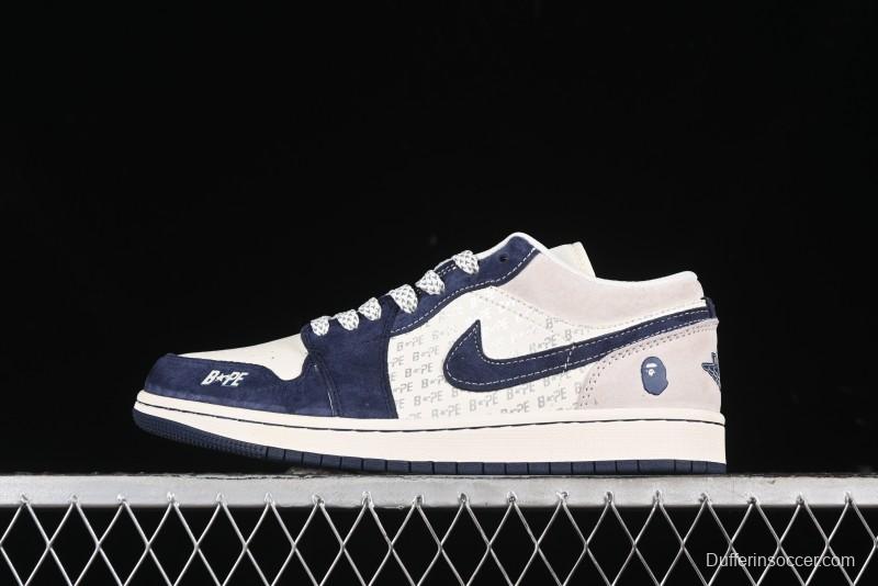 Nike Air Jordan 1 Low BAPE Collaboration Retro Basketball Shoes - WG8850-015
