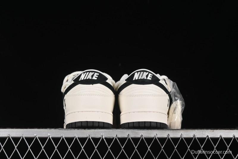 Nike SB Dunk Low Violent Bear Series - Lace-Up Beige with Black Swoosh Anniversary High-End Custom Low-Top Casual Sneakers - SJ2068-291