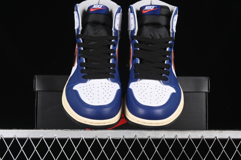 Nike Air Jordan 1 Retro High Basketball Shoes in White Deep Royal Blue - DZ5485-100