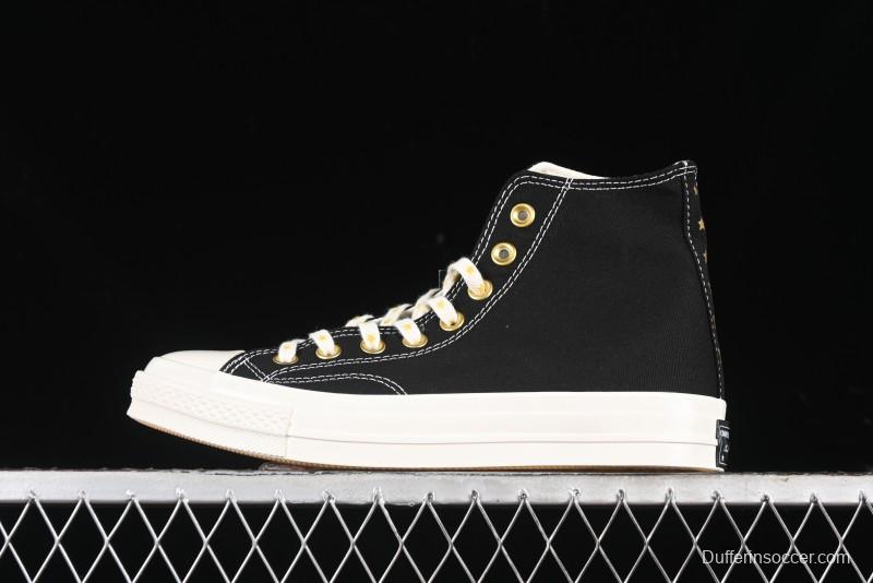 Converse Chuck 1970s High-Top Sneakers with Gold Star Accents and Classic Black & White Design - A12462C