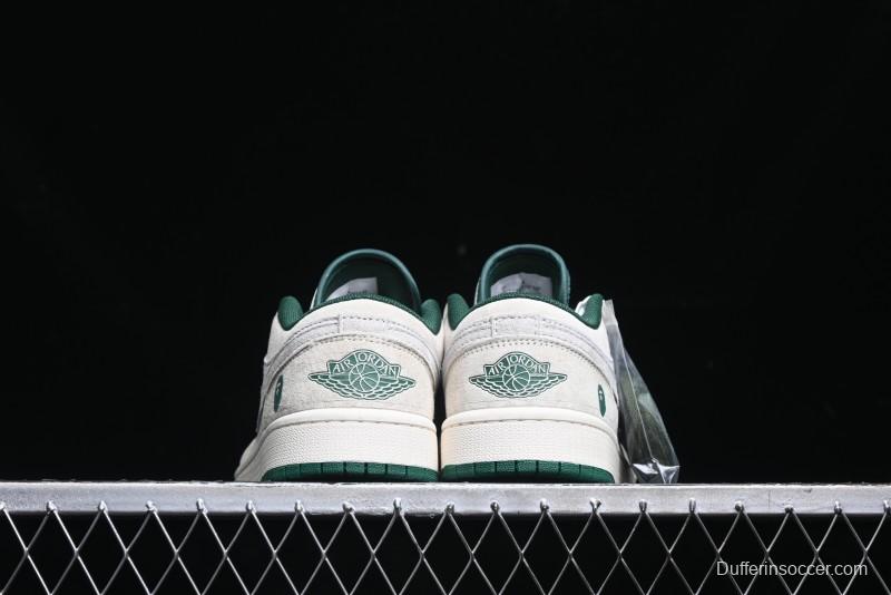 Nike Air Jordan 1 Low AJ1 Bape Collaboration - Full Pig Eight Green Grey Retro Basketball Shoes - DM9188-009