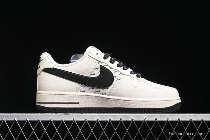 Nike Air Force 1 '07 Low Stussy Collaboration - Black Sail Metallic Silver - XZ3328-506