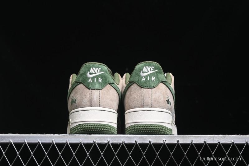 Nike Air Force 1 '07 Low Stussy Collaboration Light Brown Green Low-Top Casual Sneakers - XZ6188-666