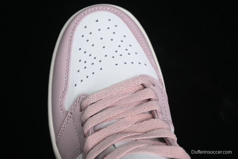 Nike Air Jordan 1 Mid AJ1 Basketball Shoes in Khaki Pink - BQ6472-620